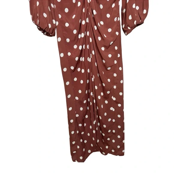 River Island Rust Brown & White Polka Dot Midi Dress - Picture 7 of 10